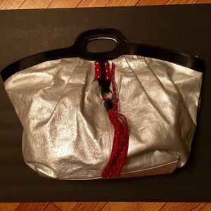 🎉SOLD🎉Claudia Firenze Genuine Lther Silver Tote